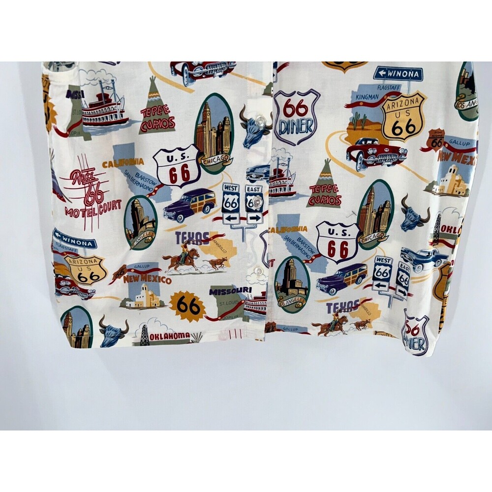 Women's Unbranded Vintage Route 66 Sleeveless Boxy Button Shirt With Hat Size XL - Picture 3 of 9